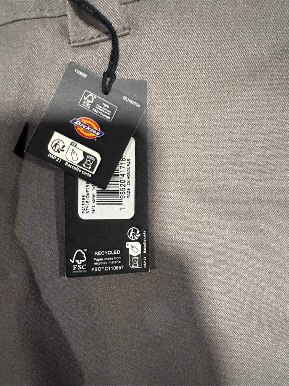 30/32 Dickies Men's Gray Straight-Leg Slim Fit Pants
